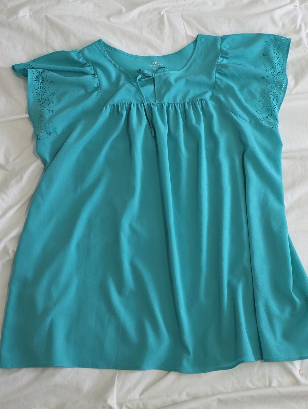 St. John's Bay Teal Flutter Sleeve Blouse